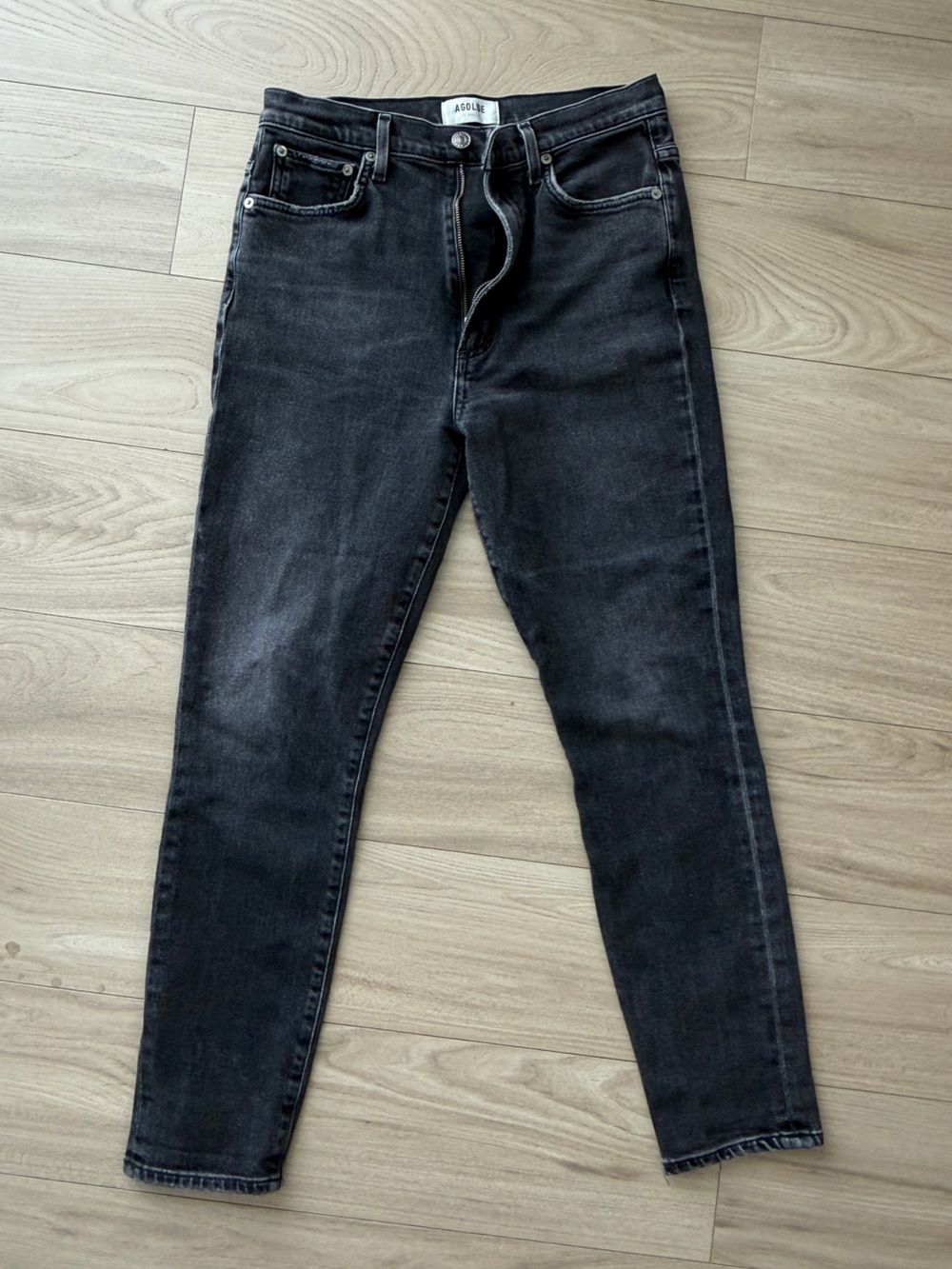 Agolde Women's Black Skinny Jeans with Subtle Fade